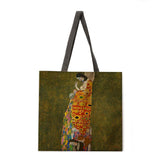 Golden oil painting leisure tote bag linen bag reusable shopping bag outdoor beach bag leisure tote bag