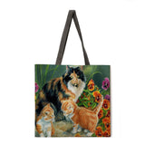 Oil painting garden cat ladies handbags ladies handbags ladies shoulder bags outdoor beach handbags fashion shopping bags