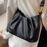 Back to College Elegant Female Pleated solid color 2021 Fashion New Quality PU Leather Women's Designer Handbag Travel Shoulder Messenger Bag