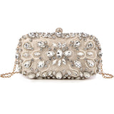 Vvsha Women's Evening Clutch Bag Party Purse Luxury Wedding Clutch For Bridal Exquisite Crystal Ladies Handbag Apricot Silver Wallet