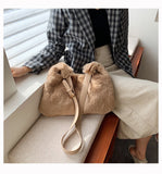 Christmas Gift fashion plush shoulder bag for women cute handbags luxury faux fur lady messeneger bag large capacity tote purses 2020 winter