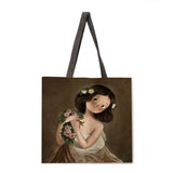 Outdoor shopping bag cartoon oil painting handbag lady leisure handbag lady shoulder bag fashion beach bag lady handbag