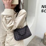 Fashion Women Thick Chain Plaid Underarm Bags Casual All-match Shoulder Hobos Bag Elegant Ladies Small Handbags Purse