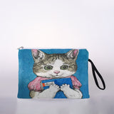 Women's cosmetic bag Japanese style illustration cat digital printing cosmetic bag travel storage bag cosmetic bag