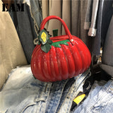 Christmas Gift [EAM] Women New Large Capacity Pumpkin Shape Handbag Pu Leather Personality All-match Top-handle Bag Fashion Tide 2021 18A2966