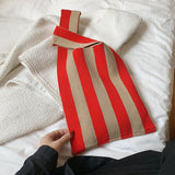 LEFTSIDE New Wool Knitted Shoulder Shopping Bag for Women Vintage Fashion Cotton Cloth Girls Tote Bag Large Female Handbag