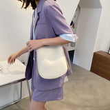Vvsha Simple Bucket Crossbody Bags for Women Pure Color Leather Shoulder Messenger Bag Ladies Fashion White Handbags and Purses Sac
