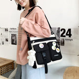 Japan Style Kawaii Women Shoulder Bags Waterproof Nylon Panelled Handbag Casual Tote 2021 Cute Shopping Crossbody Bag for Ladies