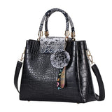 4PS Women Bags Set Luxury Crocodile Female Handbags PU Leather Shoulder Bags Brand Composite Bag Black Top-handle Bag Messenger