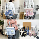 Japan Style Kawaii Women Shoulder Bags Waterproof Nylon Panelled Handbag Casual Tote 2021 Cute Shopping Crossbody Bag for Ladies