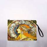 Mucha oil painting cosmetic bag ladies mini cosmetic bag storage bag travel storage bag handbag