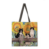 Oil painting garden cat ladies handbags ladies handbags ladies shoulder bags outdoor beach handbags fashion shopping bags