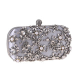 Vvsha Women's Evening Clutch Bag Party Purse Luxury Wedding Clutch For Bridal Exquisite Crystal Ladies Handbag Apricot Silver Wallet