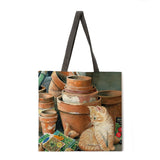 Oil painting garden cat ladies handbags ladies handbags ladies shoulder bags outdoor beach handbags fashion shopping bags