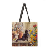 Oil painting garden cat ladies handbags ladies handbags ladies shoulder bags outdoor beach handbags fashion shopping bags