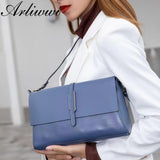 Arliwwi Designer Real Cow Leather Lady's Flap Messenger Bags Soft Genuine Cowhide Functional Shoulder Handbags New