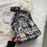 Small Canvas Pearl Scarf Designer Crossbody Bag for Women 2021 Summer Lady Purse and Handbag Trends Luxury Good Quality Totes