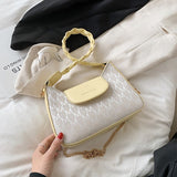 Christmas Gift LEFTSIDE Retro Letter PU Leather Small Underarm Baguette Crossbody Bags for Women 2021 Travel Simple Shoulder Purses and Handbag