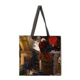 Oil painting garden cat ladies handbags ladies handbags ladies shoulder bags outdoor beach handbags fashion shopping bags