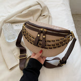 Christmas Gift Retro Small Chain Women's Fanny Pack Plaid Leather Waist Crossbody Chest Bags Luxury Designer Handbags Female Belt Bag