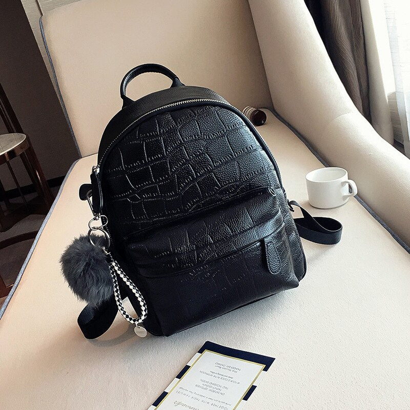 Hot Fashion Women Geometric Pattern Mini Backpack PU Leather Shoulder  School Rucksack Ladies Girls Travel Bag