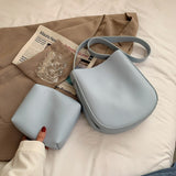 Vvsha Simple Bucket Crossbody Bags for Women Pure Color Leather Shoulder Messenger Bag Ladies Fashion White Handbags and Purses Sac
