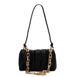 Back to College Designer Leather Thick Gold Chains Shoulder Bags for Women 2021 Solid Color Fashion Women's Cloud Underarm Bag Totes Handbag