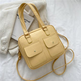 Luxury Brand Retro Simple Square Crossbody Bag For Women PU Leather Designer Shoulder Handbags Female Casual Top-Handle Totes