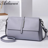 Arliwwi Designer Real Cow Leather Lady's Flap Messenger Bags Soft Genuine Cowhide Functional Shoulder Handbags New