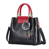 4PS Women Bags Set Luxury Crocodile Female Handbags PU Leather Shoulder Bags Brand Composite Bag Black Top-handle Bag Messenger