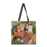 Oil painting garden cat ladies handbags ladies handbags ladies shoulder bags outdoor beach handbags fashion shopping bags