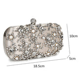 Vvsha Women's Evening Clutch Bag Party Purse Luxury Wedding Clutch For Bridal Exquisite Crystal Ladies Handbag Apricot Silver Wallet