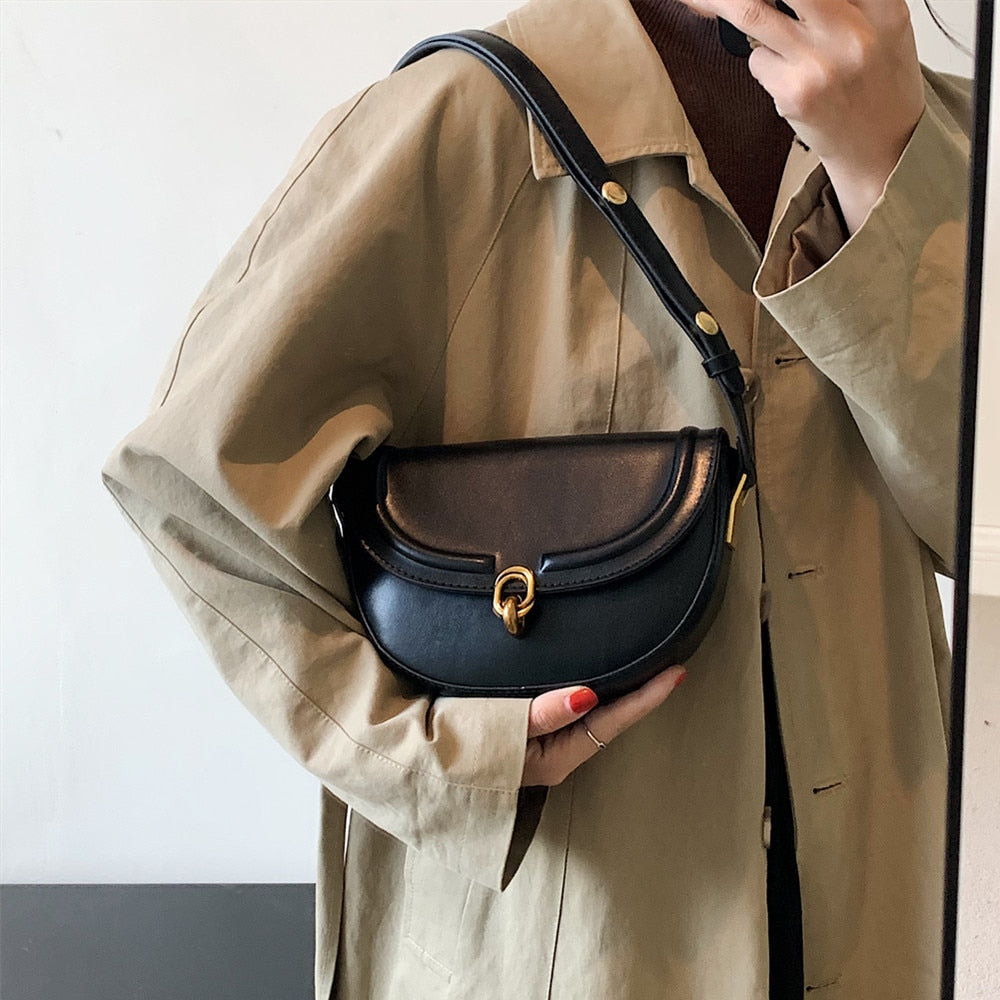 Vvsha Retro Semicircle Saddle Small Shoulder Crossbody Bags For Women 2023  Autumn Luxury Designer Wide Strap Ladies Handbags
