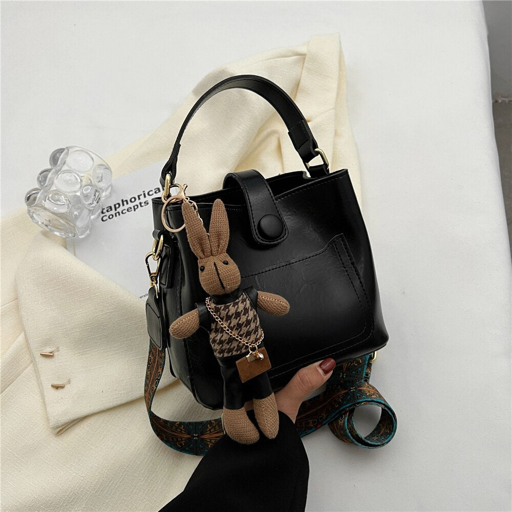 Fashion chain lady Sling bag Panelled color PU Leather Crossbody Bag For  Women 2023 new Wide