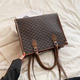 Vvsha Vintage Print Large Tote Bags With Handle For Women 2023 Designer PU Leather Book Shoulder Bag Work Ladies Handbags