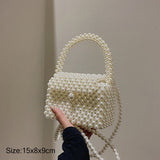 Vvsha  Purses and Handbags Cute Pearl Crossbody Bags for Women Mini Coin Pouch Tote Girl Party Clutch Summer White Beaded Shoulder Bags