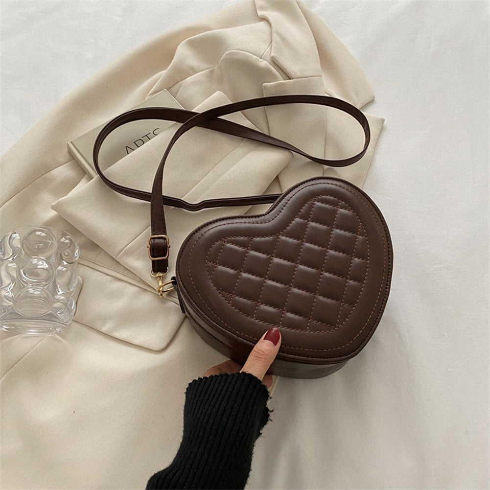 PU Leather Women Shoulder Bags Fashion Love Heart Shaped Solid