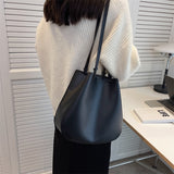 Vvsha Simple Fashion Handbag For Women Deformable Leather Casual Totes 2023 New Luxuri Female Large Capacity Shopper Shoulder Bag Set