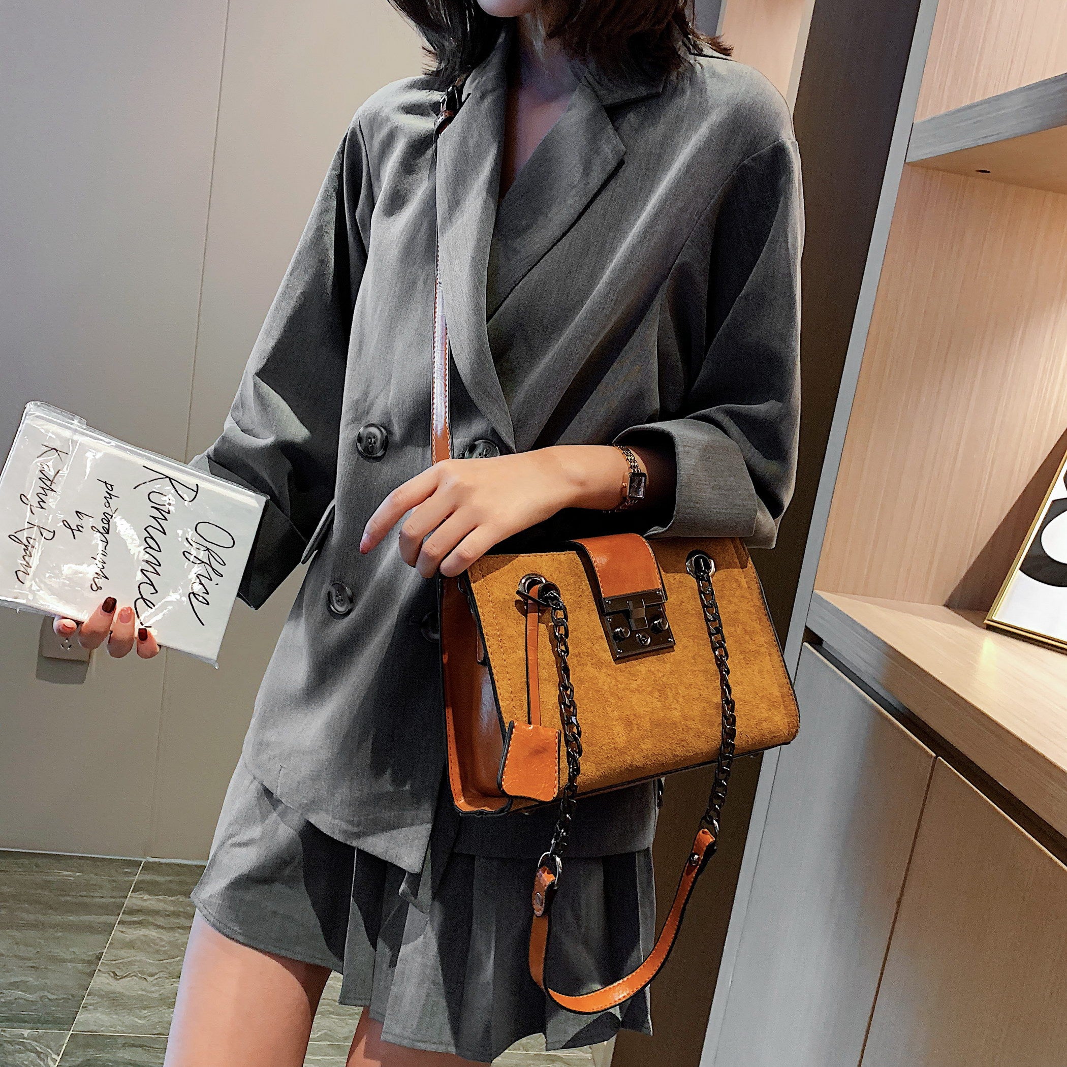 Fashion Trend Crossbody Bags for Women Solid Flap Shoulder Bag