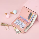 Vvsha New Fashion Women Short Wallet PU Leather Annimal Pattern Purse Female Zipper Tassel Coin ID Card Holder Small Money Bag Clutch