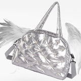 Vvsha Women's All Match Pouch Bag Ladies Pearl Luxury Designer Tote Bag Large Capacity Pu Leather Silver Charisma Stylish Shoulder Bag