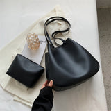 Vvsha Simple Fashion Handbag For Women Deformable Leather Casual Totes 2023 New Luxuri Female Large Capacity Shopper Shoulder Bag Set